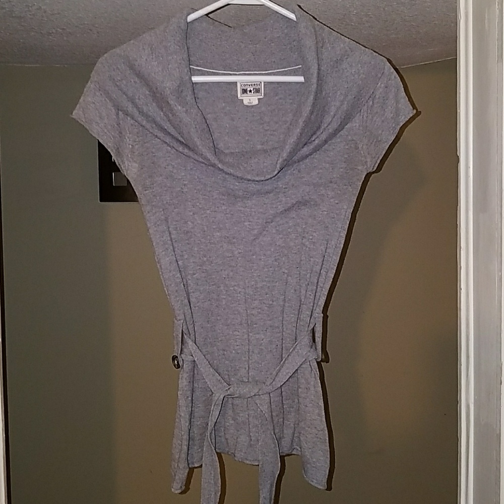 Cowl Neck Short Sleeve Sweater